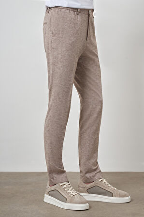  Erkek Vizon Trend Tam Lastikli Slim Fit Pantolon