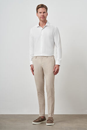  Erkek Bej Trend Tam Lastikli Slim Fit Pantolon