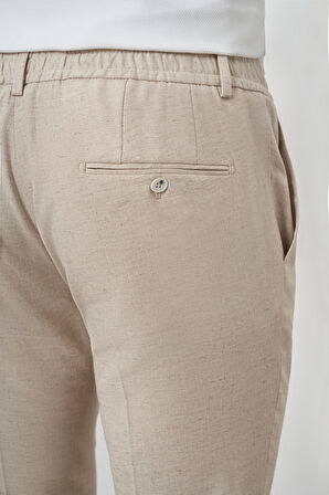  Erkek Bej Trend Tam Lastikli Slim Fit Pantolon
