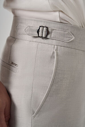  Erkek Gri Trend Pileli Slim Fit Pantolon