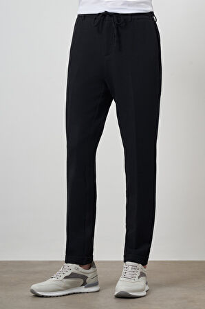  Erkek Lacivert Trend Slim Fit İpli Jogger Pantolon