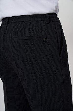  Erkek Lacivert Trend Slim Fit İpli Jogger Pantolon