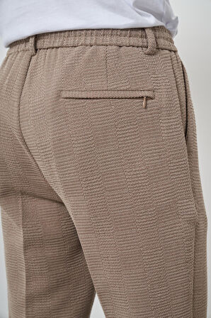  Erkek Bej Trend Slim Fit İpli Jogger Pantolon