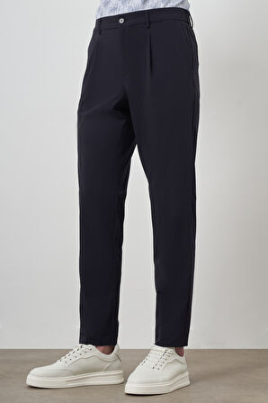  Erkek Lacivert Trend Slim Fit Tam Lastik Pantolon