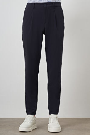  Erkek Lacivert Trend Slim Fit Tam Lastik Pantolon