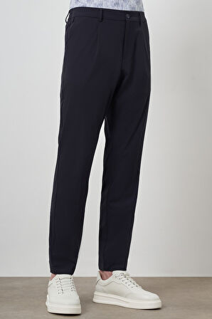  Erkek Lacivert Trend Slim Fit Tam Lastik Pantolon