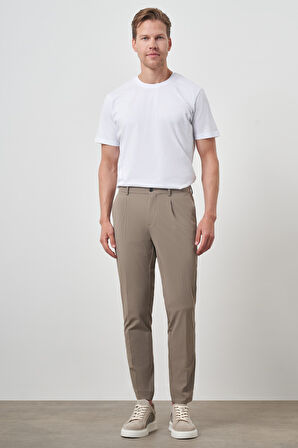  Erkek Vizon Trend Slim Fit Tam Lastik Pantolon