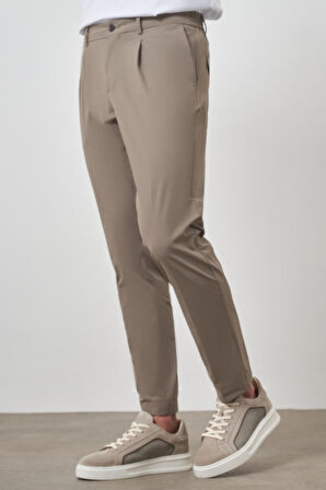  Erkek Vizon Trend Slim Fit Tam Lastik Pantolon
