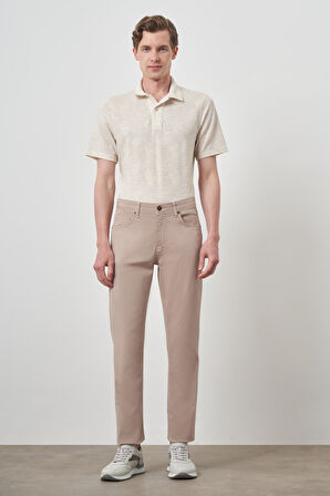  Erkek Bej Pamuk 5 Cep Dynamic Fit Jean Kot Pantolon