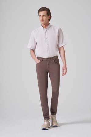  Erkek Haki Denim 5 Cep Slim Fit Jean