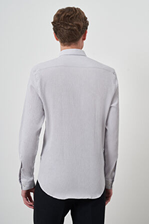  Erkek Taş Gofre Trend Desenli Dynamic Fit İtalyan Yaka Gömlek