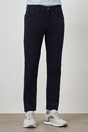  Erkek Lacivert Pamuk 5 Cep Slim Fit Jean Kot Pantolon
