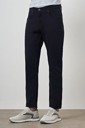 Erkek Lacivert Pamuk 5 Cep Slim Fit Jean Kot Pantolon