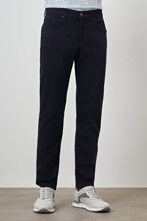  Erkek Lacivert Pamuk 5 Cep Slim Fit Jean Kot Pantolon