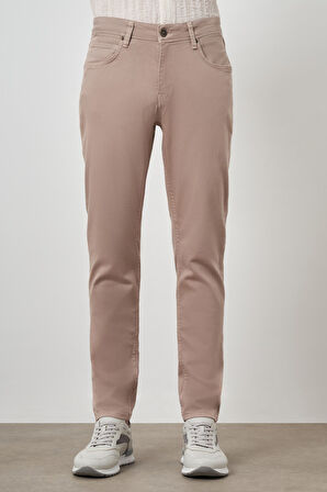  Erkek Bej Pamuk 5 Cep Slim Fit Jean Kot Pantolon