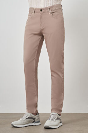  Erkek Bej Pamuk 5 Cep Slim Fit Jean Kot Pantolon