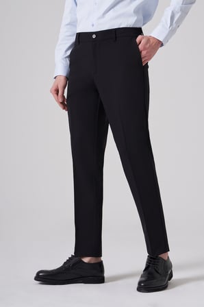  Erkek Siyah Trend Yandan Lastikli Slim Fit Pantolon