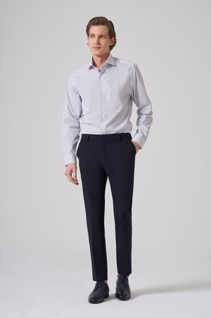  Erkek Lacivert Trend Yandan Lastikli Slim Fit Pantolon