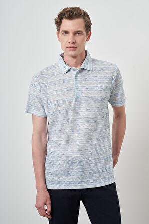 Erkek Mavi Trend Dinamik Fit Polo Yaka T-Shirt