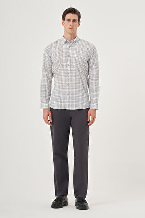  Erkek Siyah Keten Trend Regular Fit Dğmeli Yaka Gömlek