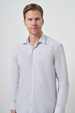  Erkek Beyaz Pamuk Trend Slim Fit Sert Yaka Gömlek