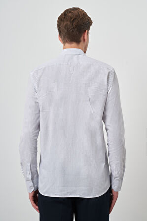  Erkek Beyaz Pamuk Trend Slim Fit Sert Yaka Gömlek