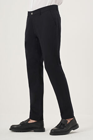  Erkek Siyah Yazlık Pamuk Yan Cep Slim Fit Chino Pantolon