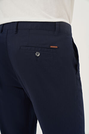  Erkek Lacivert Yazlık Pamuk Yan Cep Slim Fit Chino Pantolon