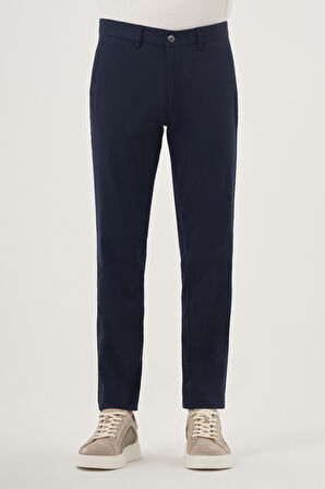  Erkek Lacivert Yazlık Pamuk Yan Cep Slim Fit Chino Pantolon