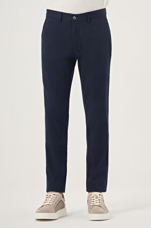  Erkek Lacivert Yazlık Pamuk Yan Cep Slim Fit Chino Pantolon