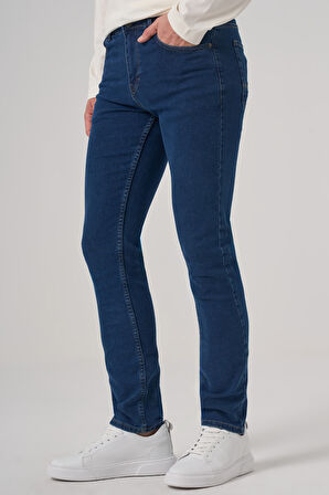  Erkek Mavi Denim 5 Cep Slim Fit Jean Kot Pantolon