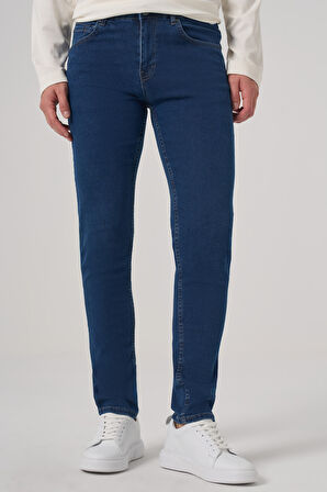  Erkek Mavi Denim 5 Cep Slim Fit Jean Kot Pantolon