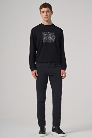  Erkek Siyah Denim 5 Cep Slim Fit Jean Kot Pantolon