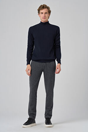  Erkek Lacivert Basic Yarım Balıkçı Yaka Dynamic Fit Rahat Kesim Triko