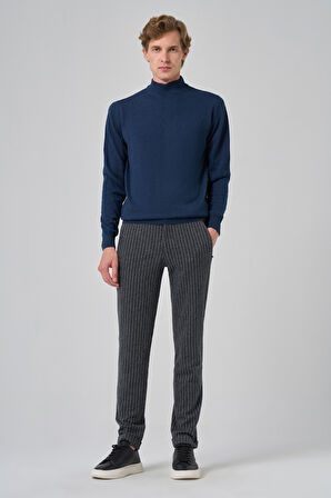  Erkek İndigo Basic Yarım Balıkçı Yaka Dynamic Fit Rahat Kesim Triko