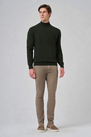  Erkek Haki Basic Yarım Balıkçı Yaka Dynamic Fit Rahat Kesim Triko