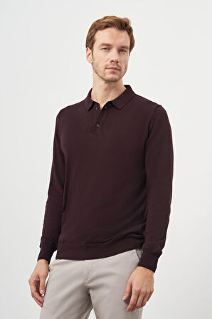  Erkek Mor Basic Polo Yaka Dynamic Fit Rahat Kesim Triko