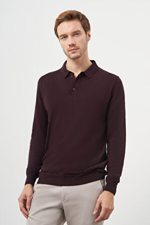  Erkek Mor Basic Polo Yaka Dynamic Fit Rahat Kesim Triko