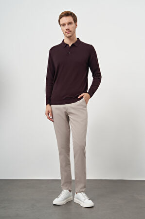  Erkek Mor Basic Polo Yaka Dynamic Fit Rahat Kesim Triko