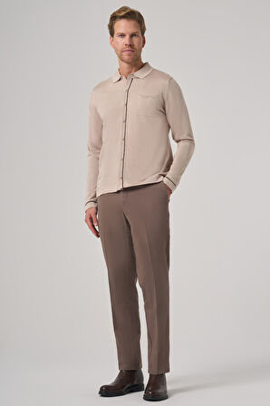  Erkek Bej Trend Polo Yaka Gömlek Triko