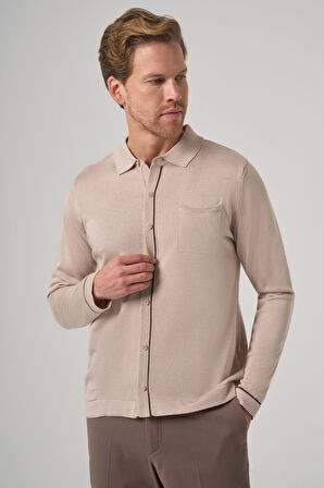  Erkek Bej Trend Polo Yaka Gömlek Triko