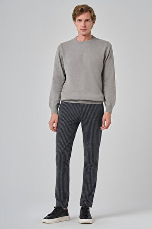  Erkek Gri Basic Bisiklet Yaka Dynamic Fit Rahat Kesim Triko