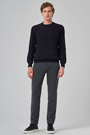  Erkek Lacivert Basic Bisiklet Yaka Dynamic Fit Rahat Kesim Triko