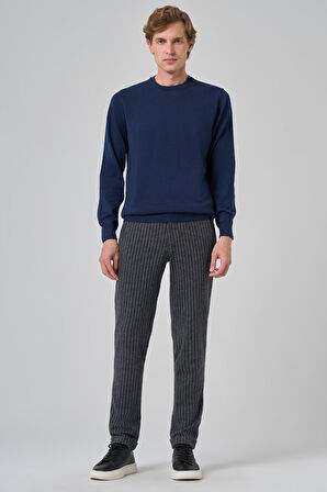  Erkek İndigo Basic Bisiklet Yaka Dynamic Fit Rahat Kesim Triko