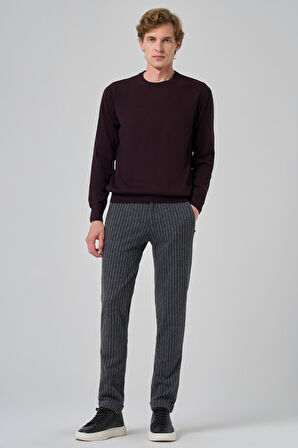  Erkek Mor Basic Bisiklet Yaka Dynamic Fit Rahat Kesim Triko