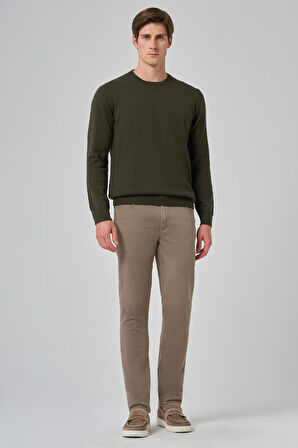  Erkek Haki Basic Bisiklet Yaka Dynamic Fit Rahat Kesim Triko