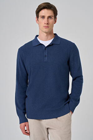  Erkek İndigo Trend Polo Yaka Dynamic Fit Rahat Kesim Triko
