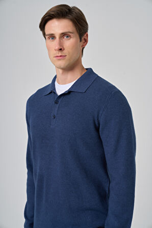  Erkek İndigo Trend Polo Yaka Dynamic Fit Rahat Kesim Triko