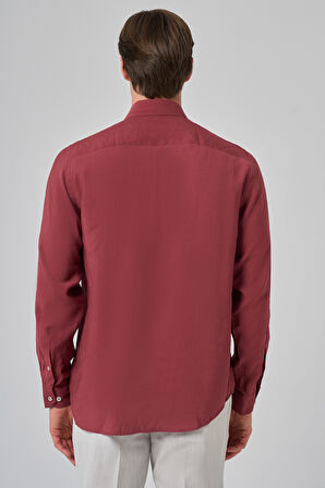  Erkek Bordo Dynamic Fit Düğmeli Yaka Modal Gömlek