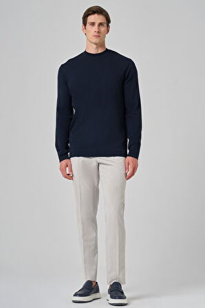  Erkek Lacivert Trend Bisiklet Yaka Rayon Triko